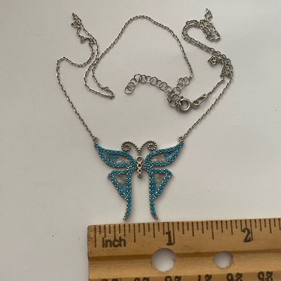 🦋925 Silver butterfly turquoise enamel necklace - Picture 7 of 9